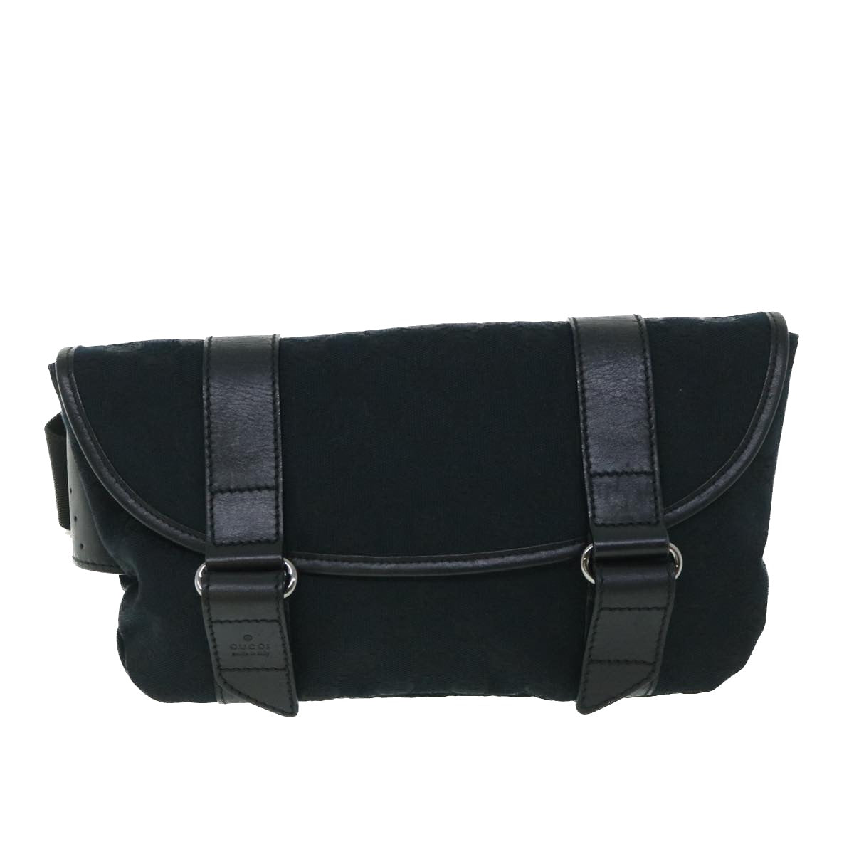 GUCCI GG Canvas Body Bag Leather Black 145851 yk8669