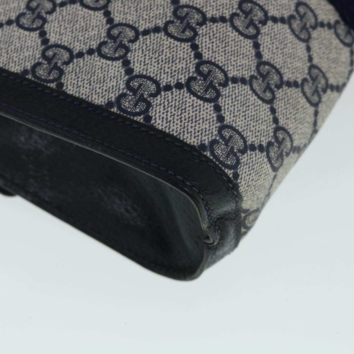 GUCCI GG Canvas Sherry Line Clutch Bag Gray Red Navy 89 01 006 yk8671