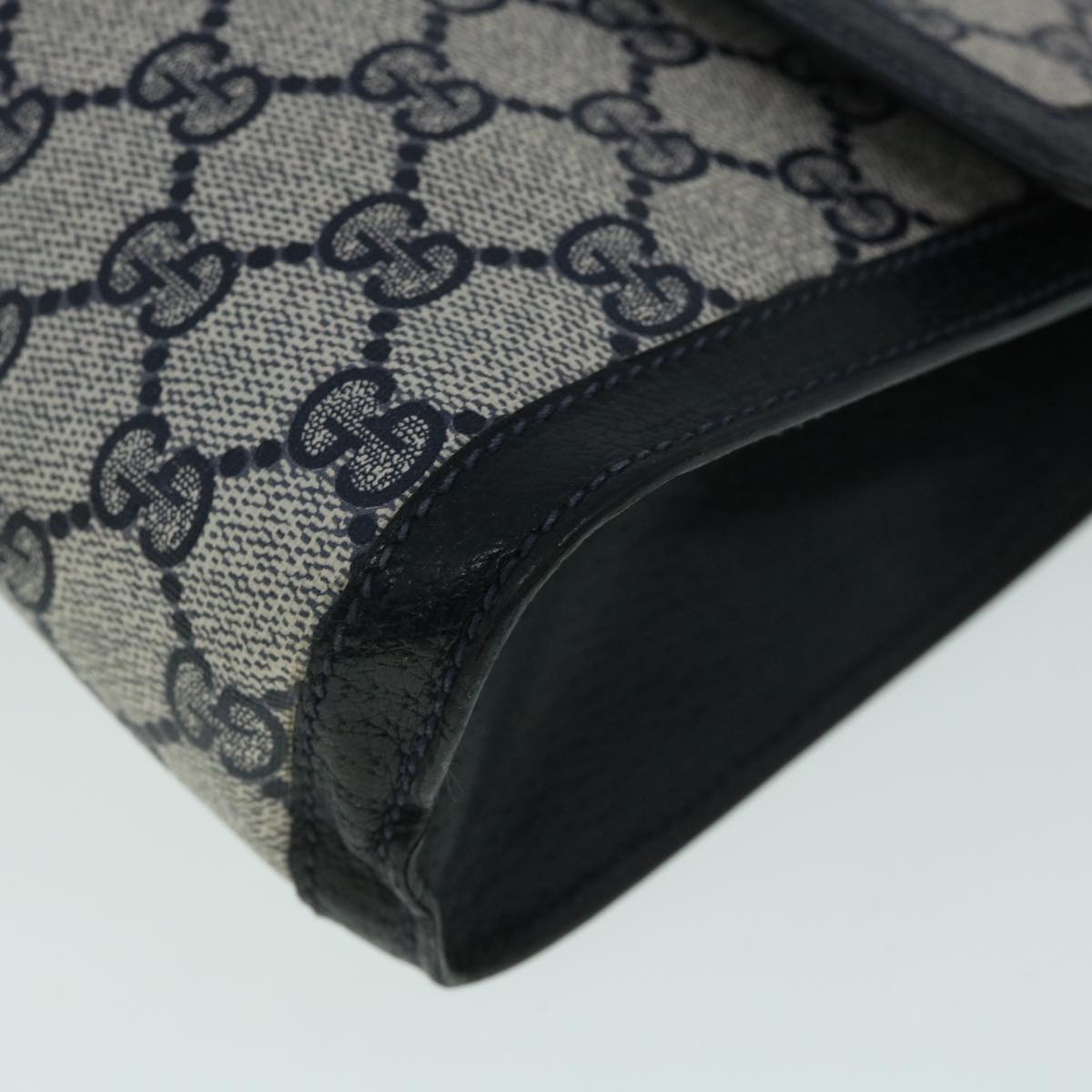 GUCCI GG Canvas Sherry Line Clutch Bag Gray Red Navy 89 01 006 yk8671