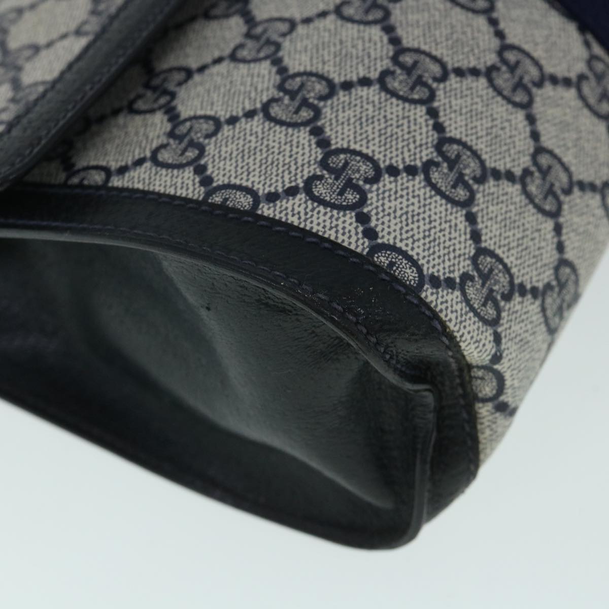 GUCCI GG Canvas Sherry Line Clutch Bag Gray Red Navy 89 01 006 yk8671