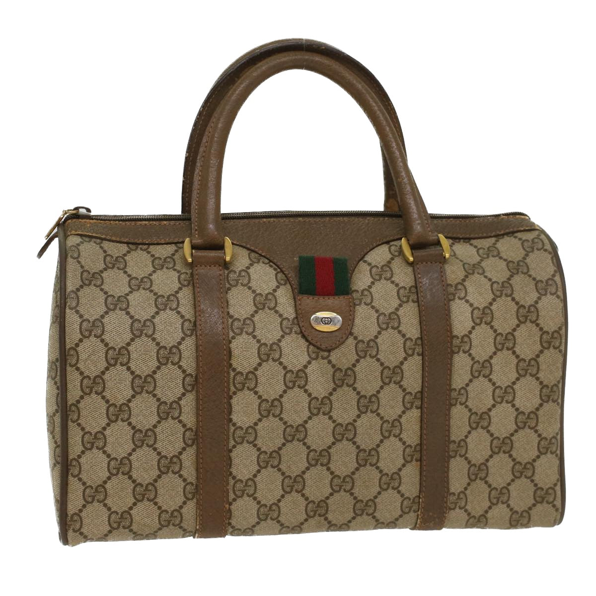 GUCCI GG Canvas Web Sherry Line Boston Bag Beige Red Green 39 02 007 yk8683