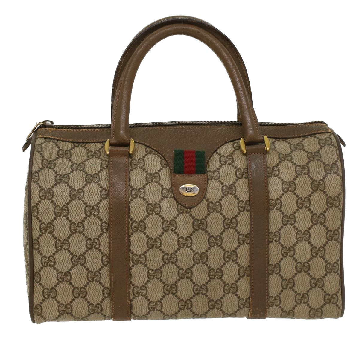 GUCCI GG Canvas Web Sherry Line Boston Bag Beige Red Green 39 02 007 yk8683