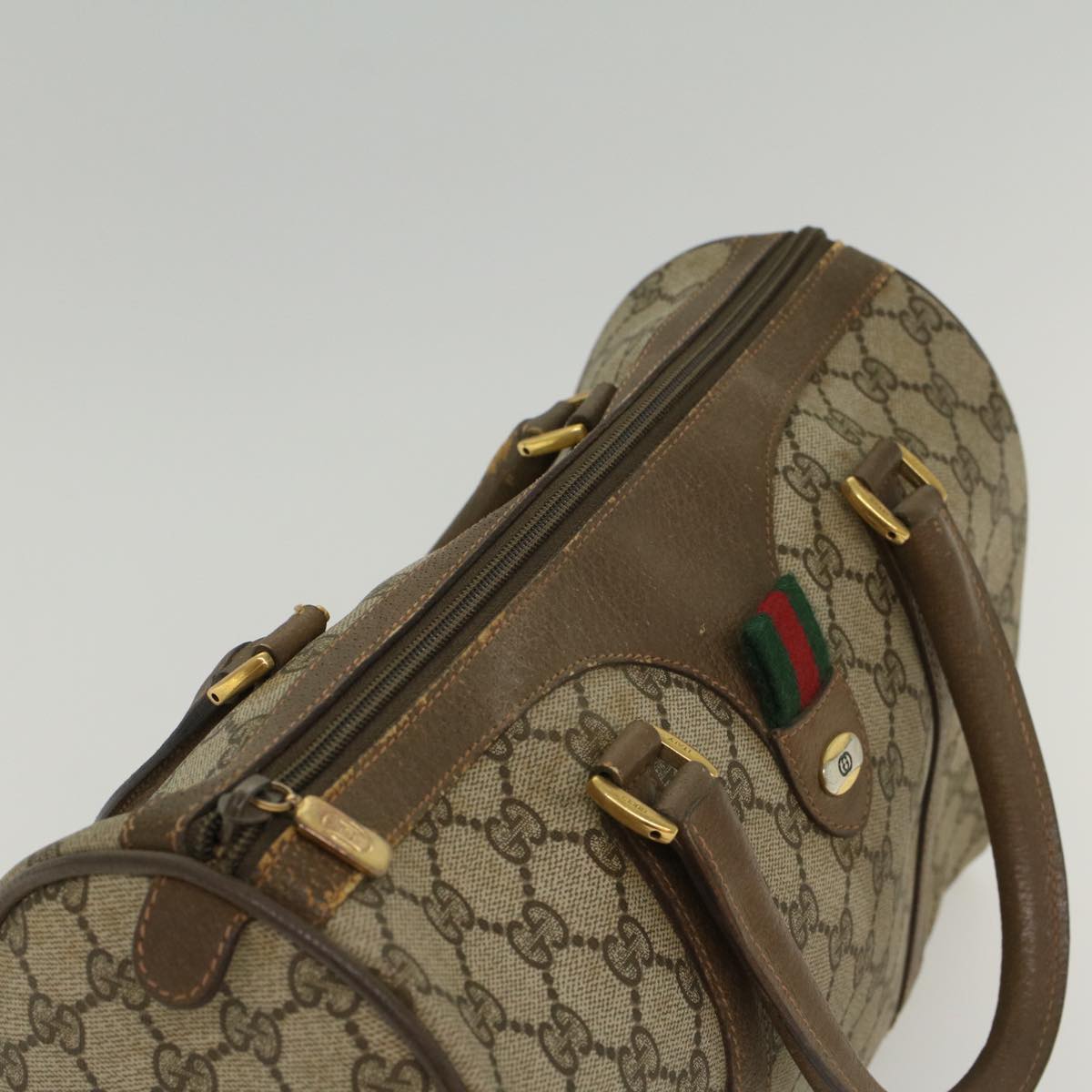 GUCCI GG Canvas Web Sherry Line Boston Bag Beige Red Green 39 02 007 yk8683