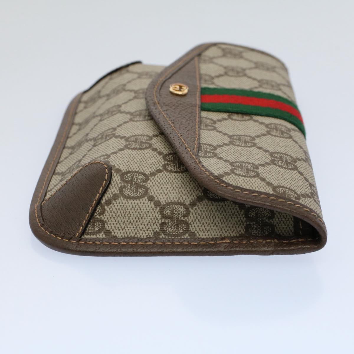 GUCCI GG Canvas Web Sherry Line Pouch Beige Red Green 14 14 5205 yk8690