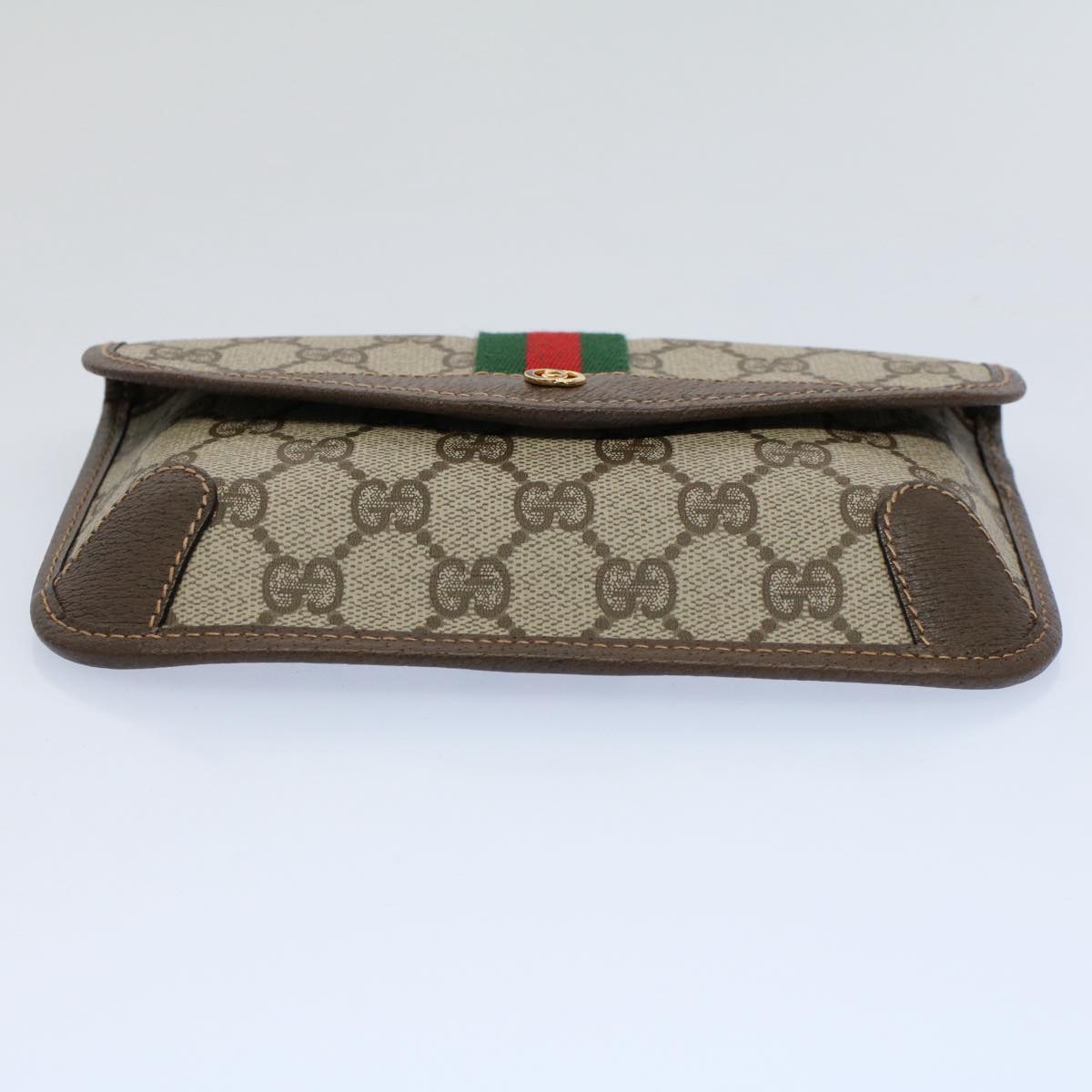 GUCCI GG Canvas Web Sherry Line Pouch Beige Red Green 14 14 5205 yk8690