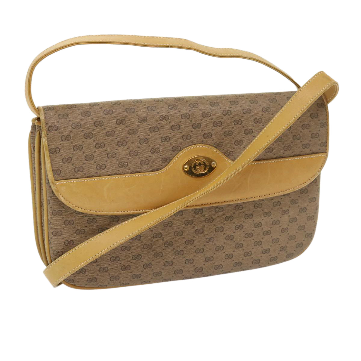GUCCI Micro GG Canvas Shoulder Bag PVC Leather Beige 004 106 0024 yk8694