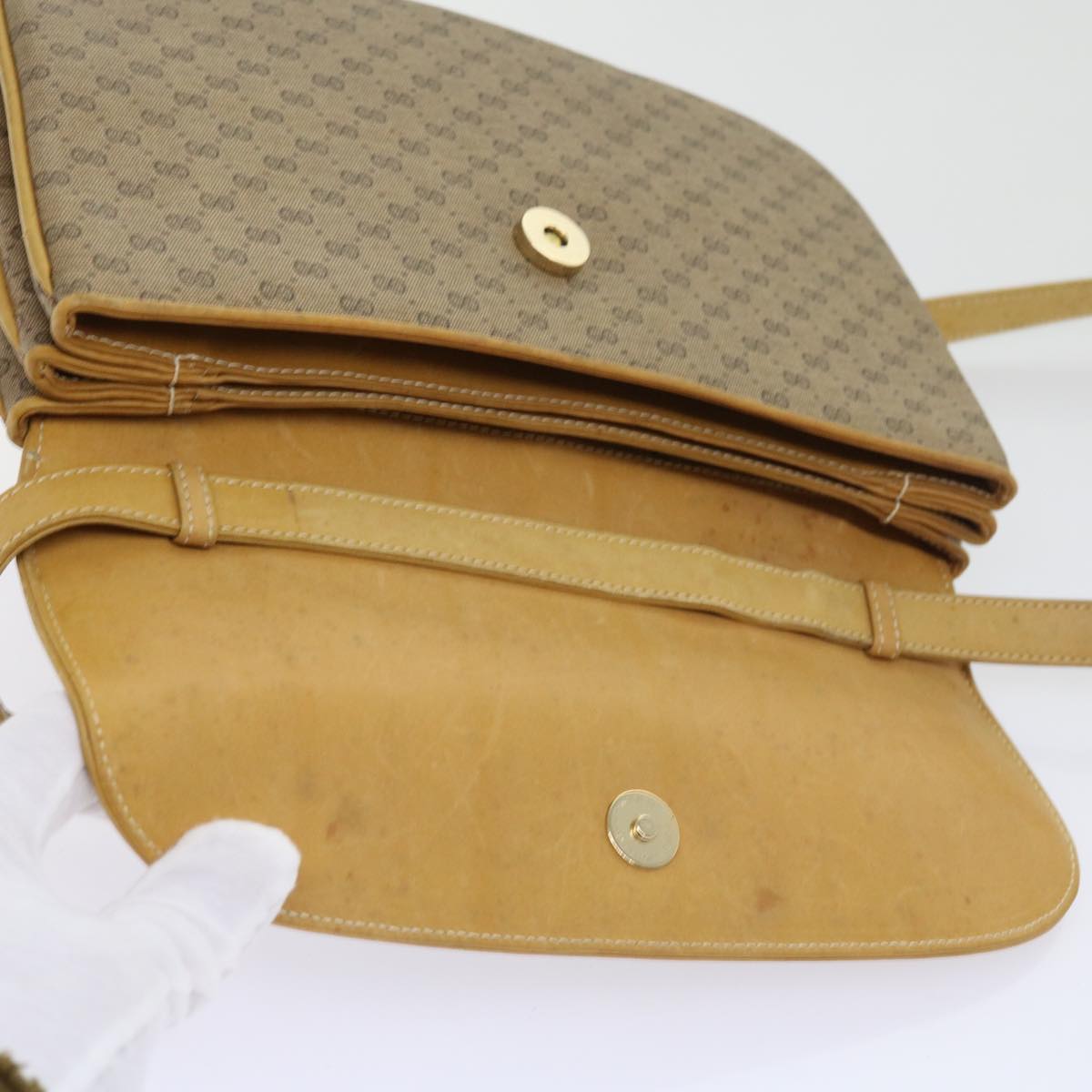 GUCCI Micro GG Canvas Shoulder Bag PVC Leather Beige 004 106 0024 yk8694