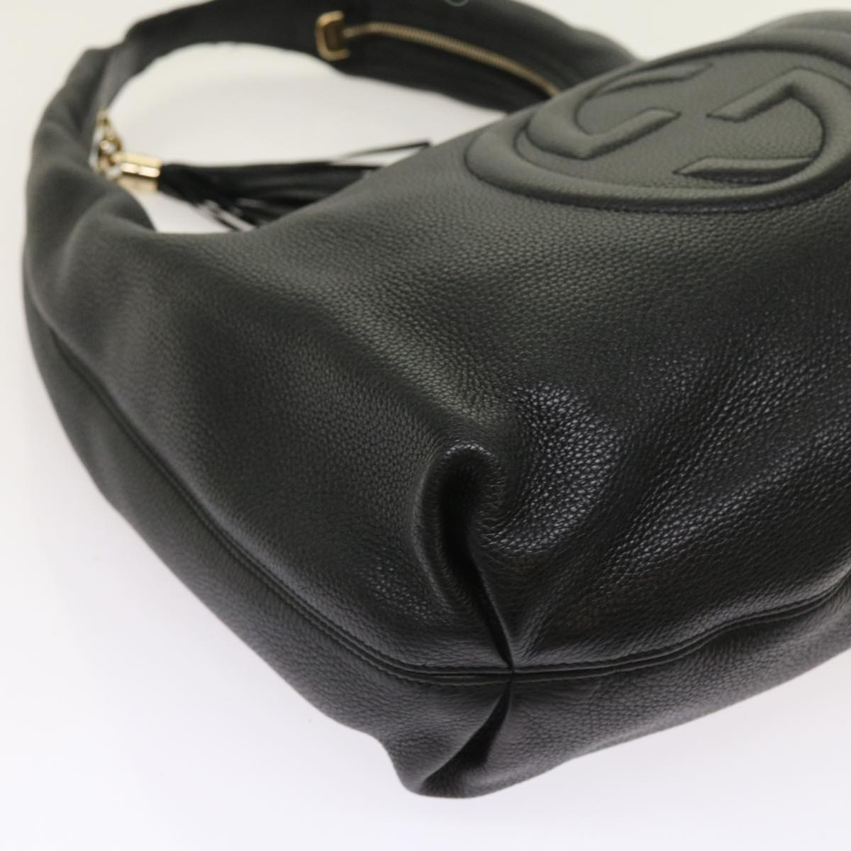 GUCCI Soho Fringe Shoulder Bag Leather Black 282304 yk8698