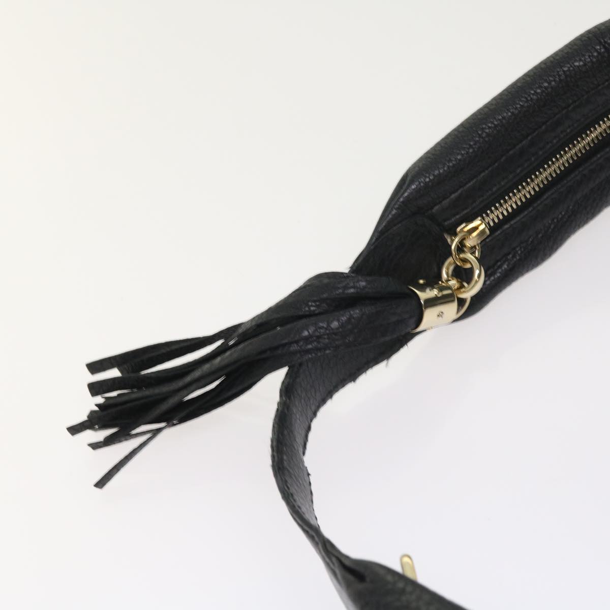 GUCCI Soho Fringe Shoulder Bag Leather Black 282304 yk8698