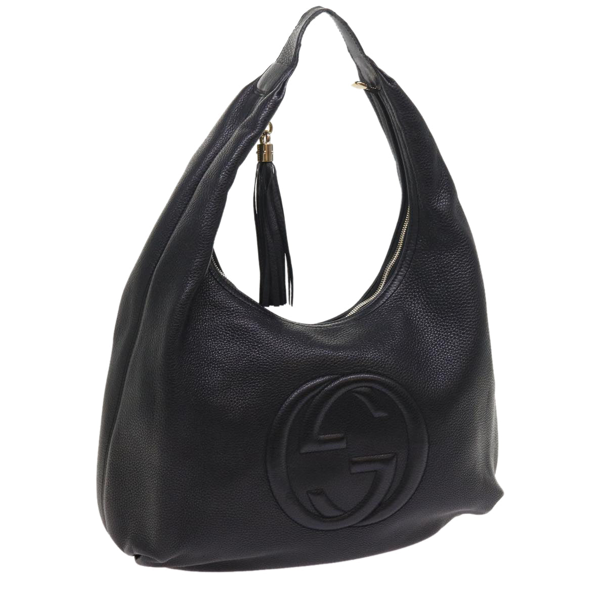GUCCI Soho Fringe Shoulder Bag Leather Black 282304 yk8698