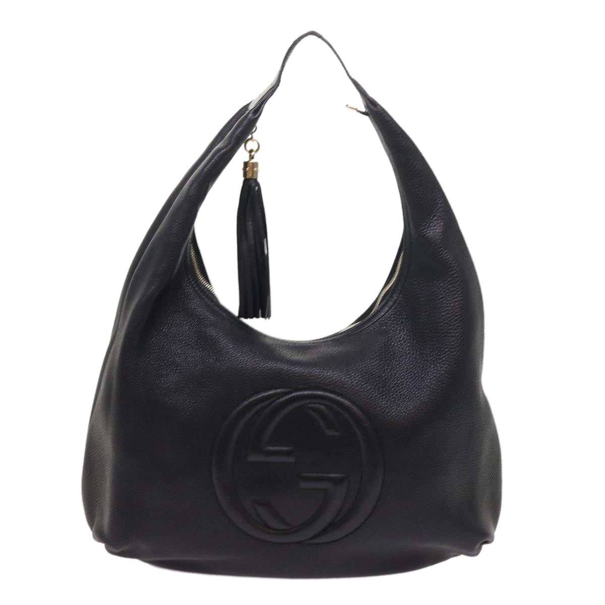 GUCCI Soho Fringe Shoulder Bag Leather Black 282304 yk8698