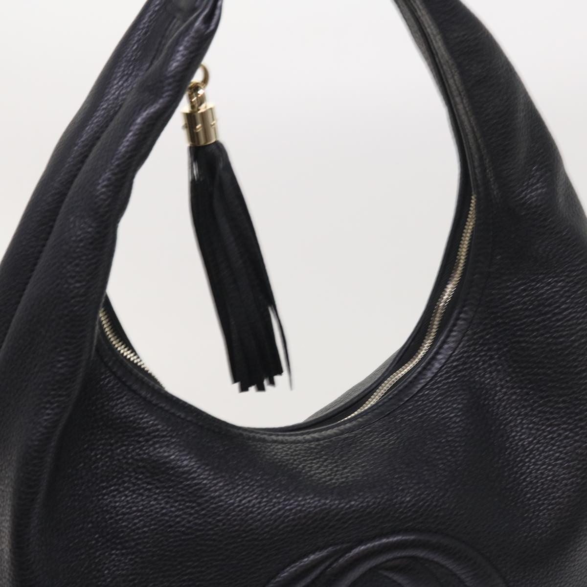 GUCCI Soho Fringe Shoulder Bag Leather Black 282304 yk8698