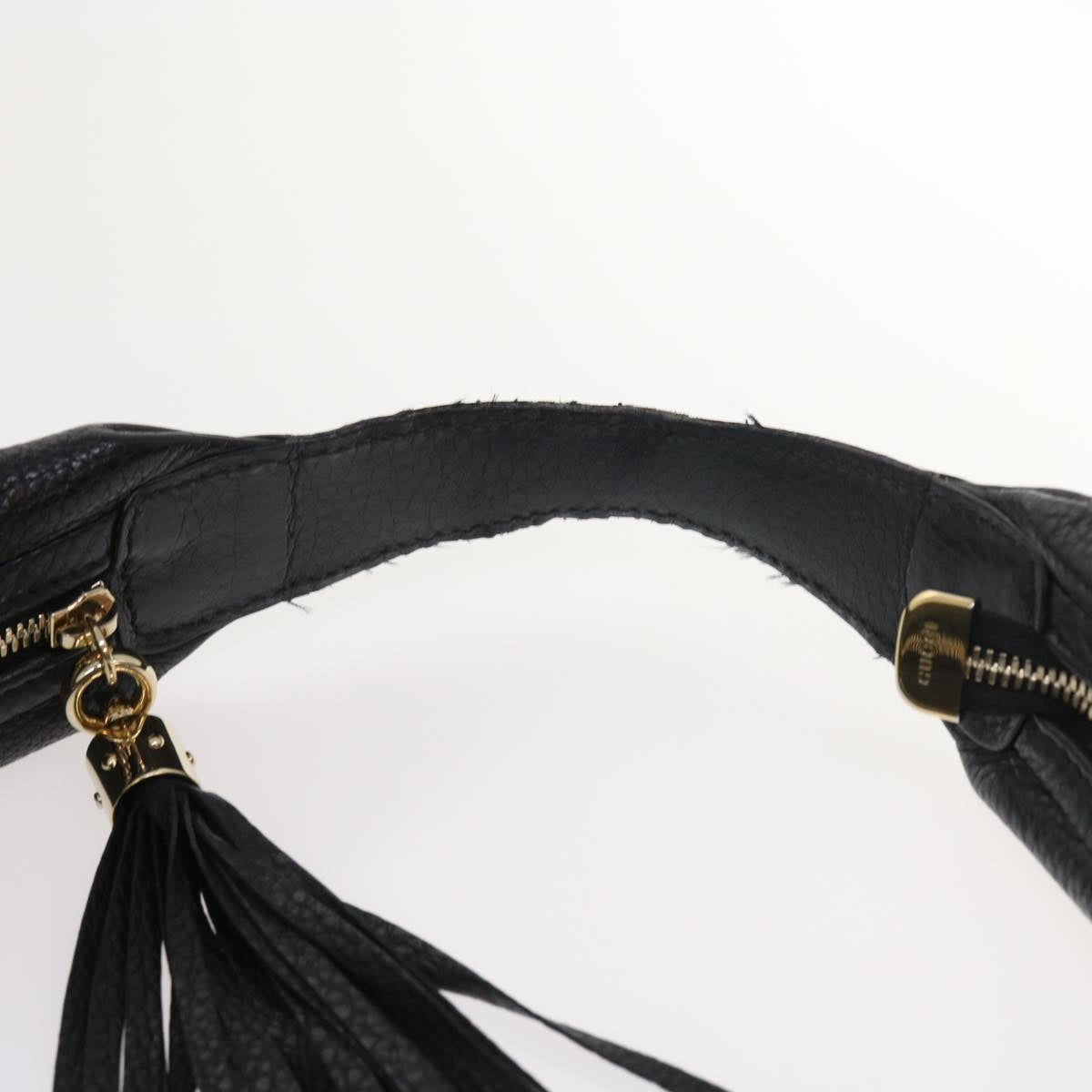 GUCCI Soho Fringe Shoulder Bag Leather Black 282304 yk8698