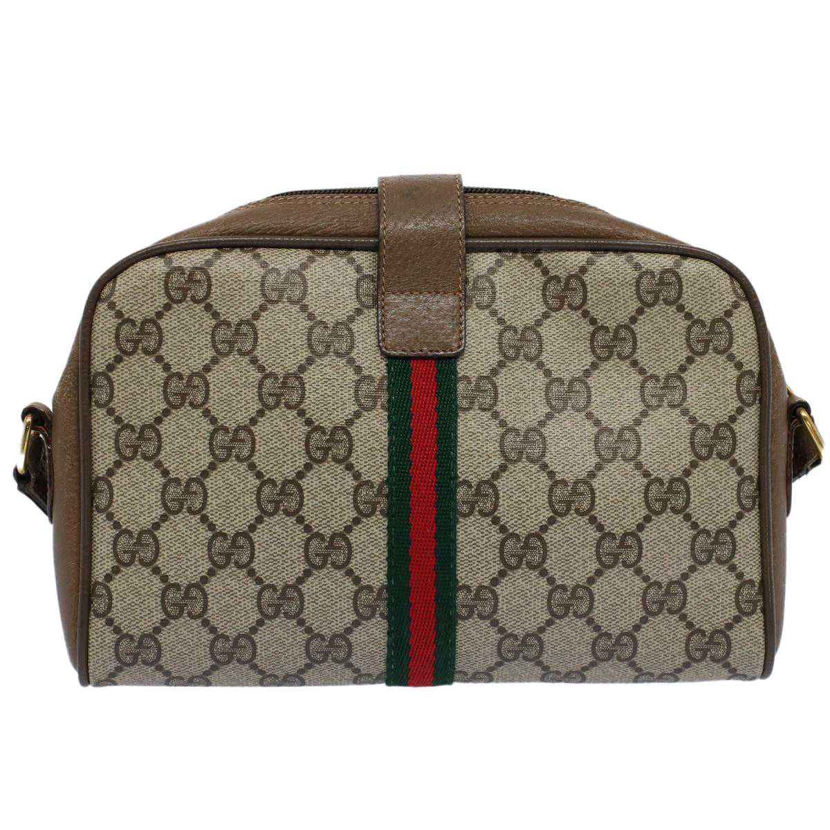 GUCCI GG Canvas Web Sherry Line Shoulder Bag Beige Red 116 02 055 yk8699