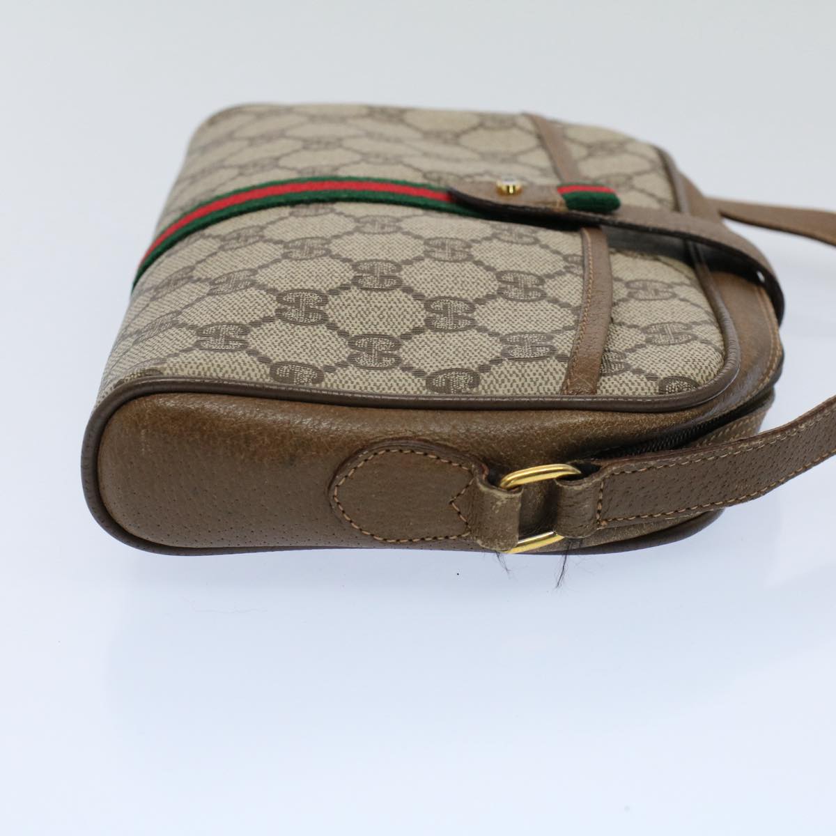 GUCCI GG Canvas Web Sherry Line Shoulder Bag Beige Red 116 02 055 yk8699