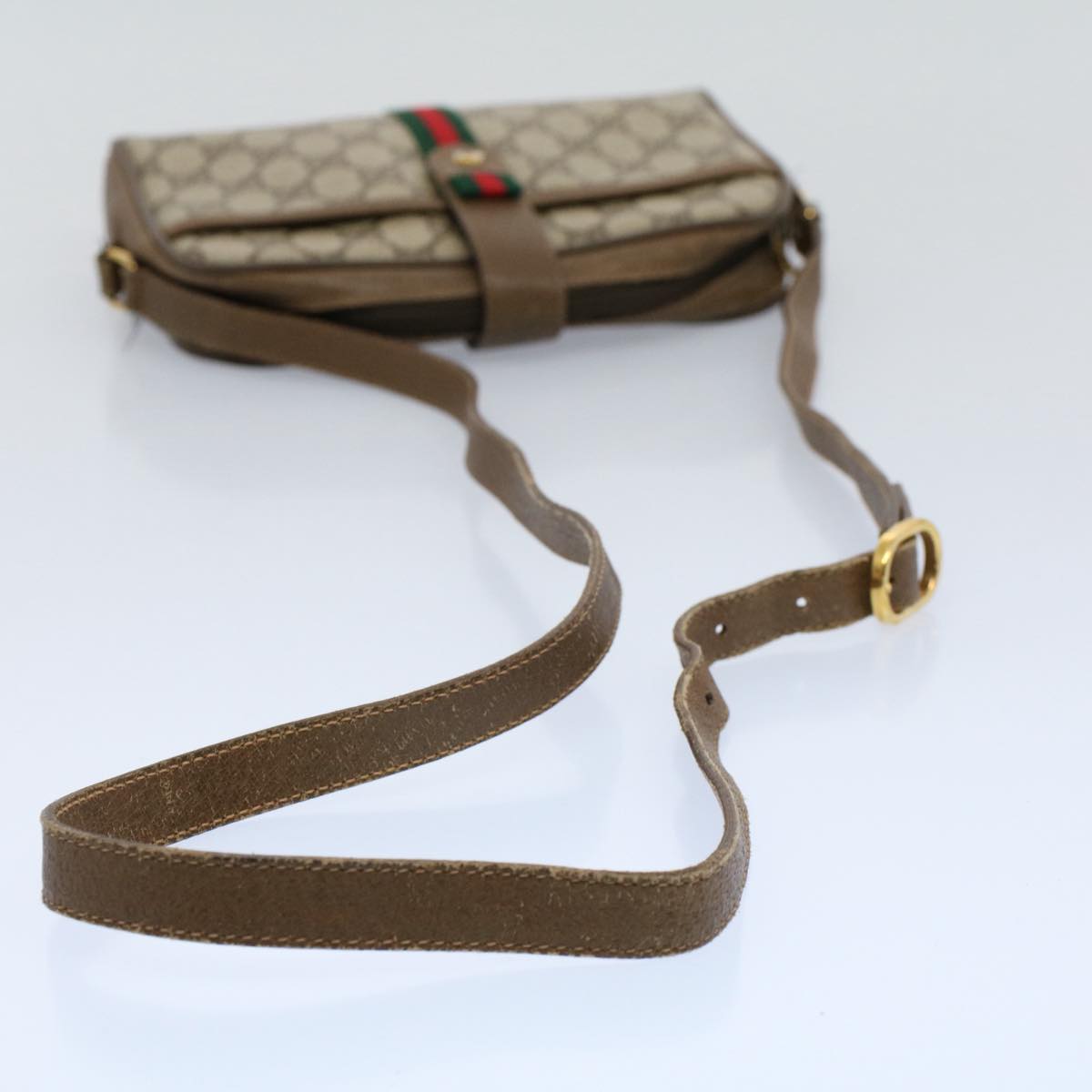 GUCCI GG Canvas Web Sherry Line Shoulder Bag Beige Red 116 02 055 yk8699