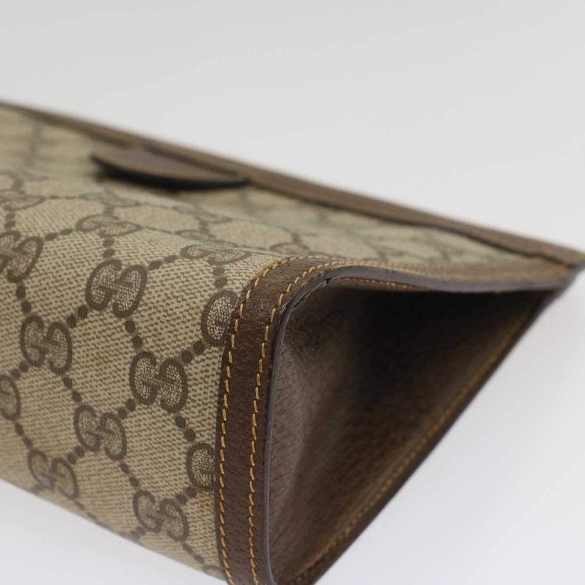 GUCCI GG Canvas Clutch Bag PVC Leather Beige 014 89 0102 yk8706