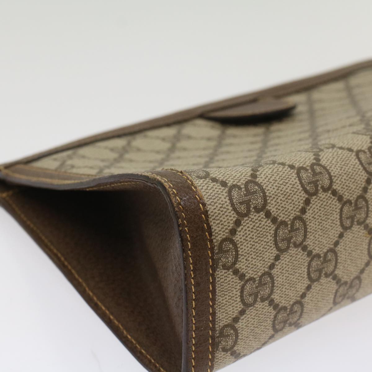 GUCCI GG Canvas Clutch Bag PVC Leather Beige 014 89 0102 yk8706