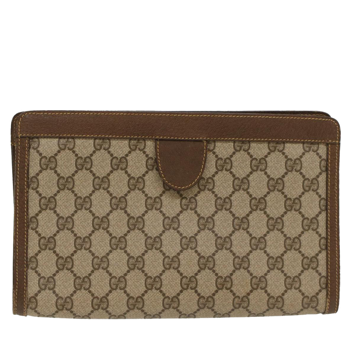 GUCCI GG Canvas Clutch Bag PVC Leather Beige 014 89 0102 yk8706