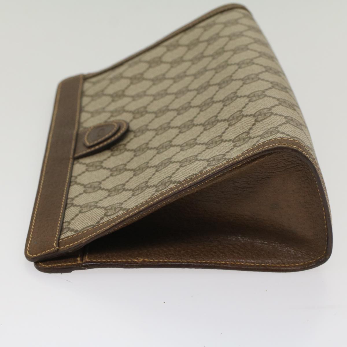 GUCCI GG Canvas Clutch Bag PVC Leather Beige 014 89 0102 yk8706