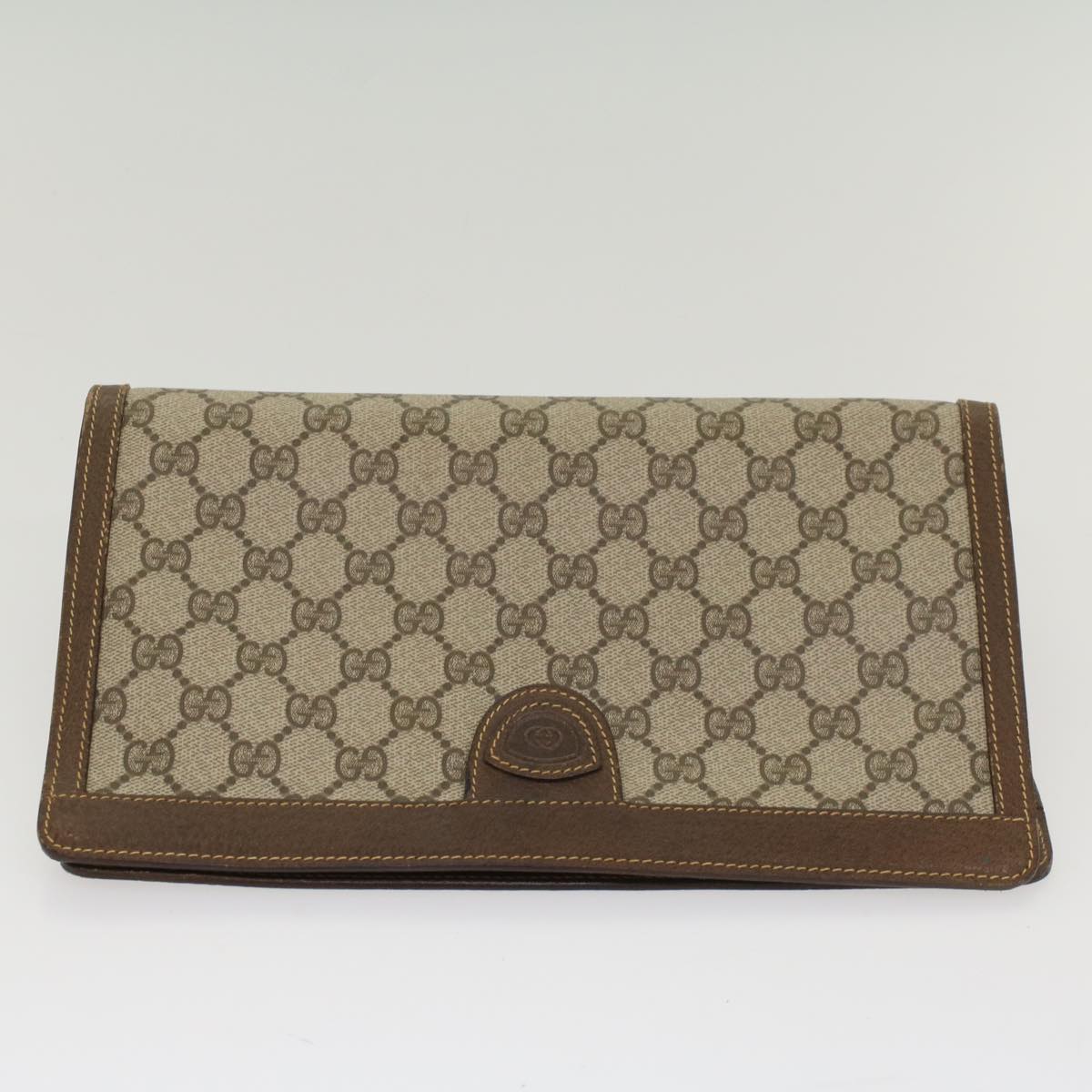 GUCCI GG Canvas Clutch Bag PVC Leather Beige 014 89 0102 yk8706