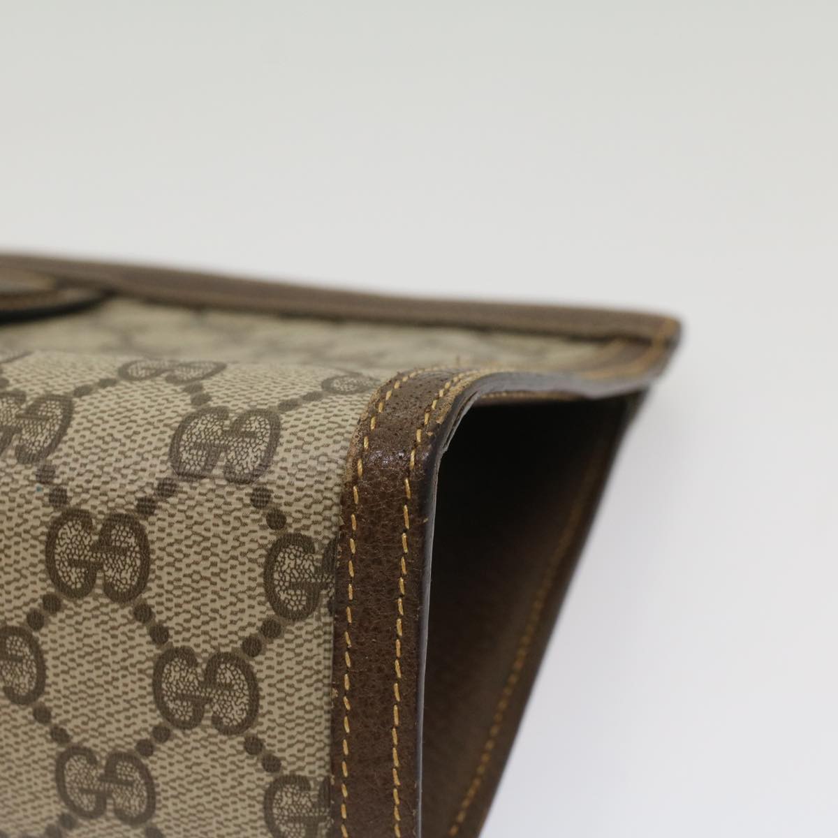 GUCCI GG Canvas Clutch Bag PVC Leather Beige 014 89 0102 yk8706