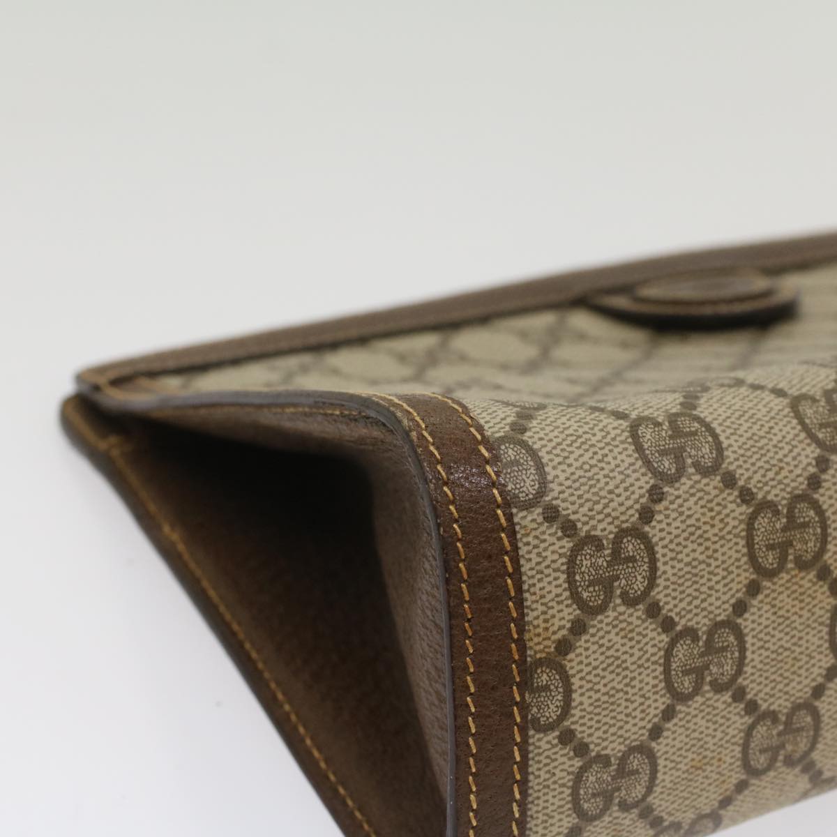 GUCCI GG Canvas Clutch Bag PVC Leather Beige 014 89 0102 yk8706
