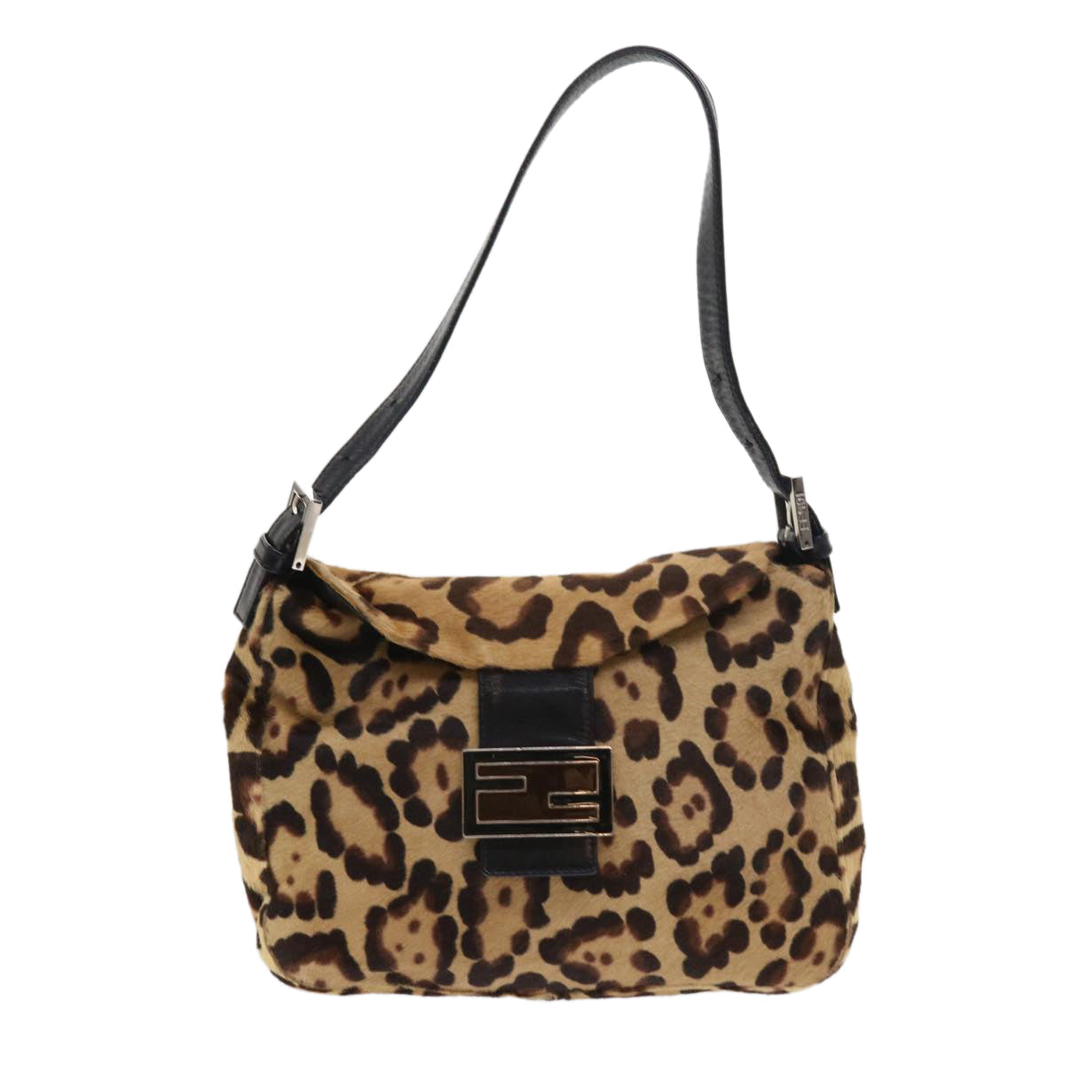 FENDI Leopard Mamma Baguette Shoulder Bag Harako leather Brown yk8707
