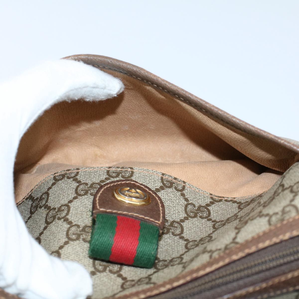 GUCCI GG Canvas Web Sherry Line Shoulder Bag Beige Red 89 02 032 yk8711