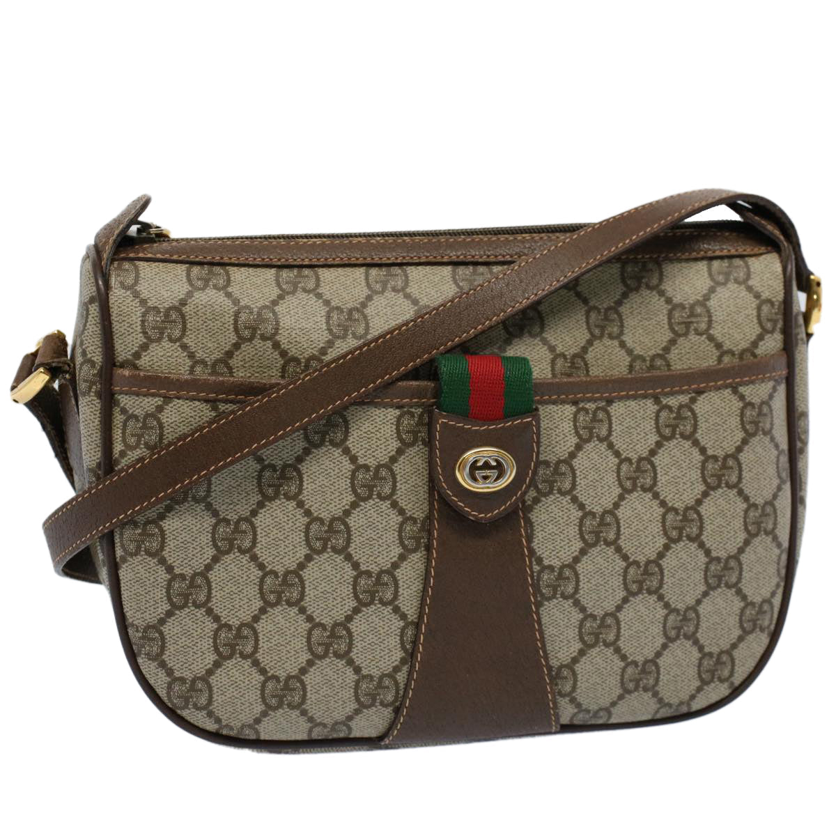 GUCCI GG Canvas Web Sherry Line Shoulder Bag Beige Red 89 02 032 yk8711