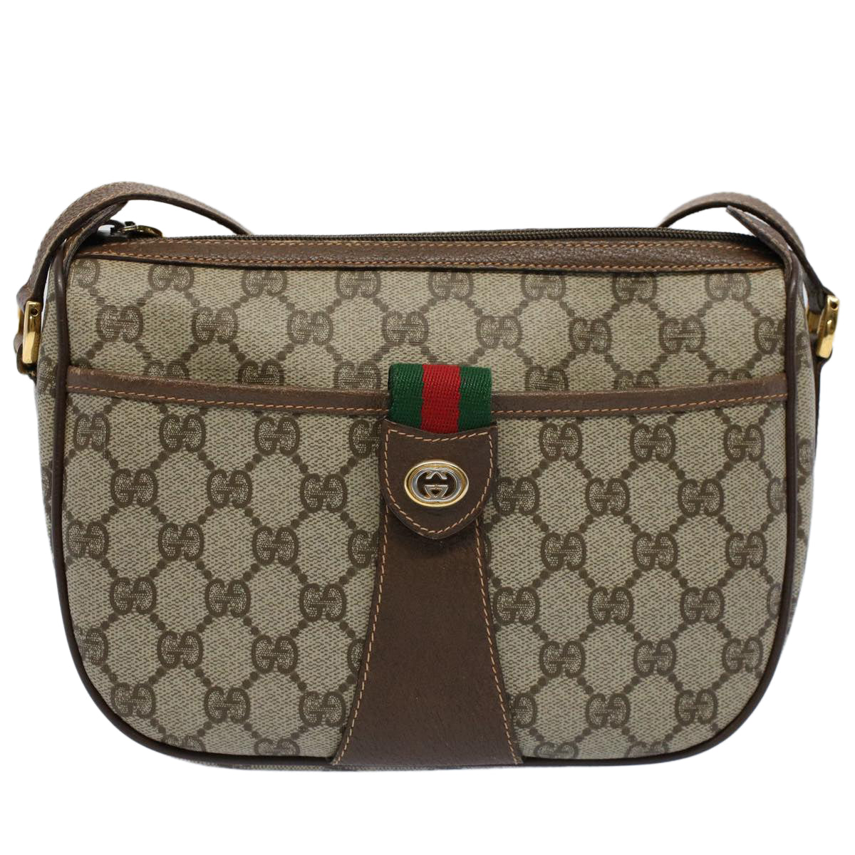 GUCCI GG Canvas Web Sherry Line Shoulder Bag Beige Red 89 02 032 yk8711