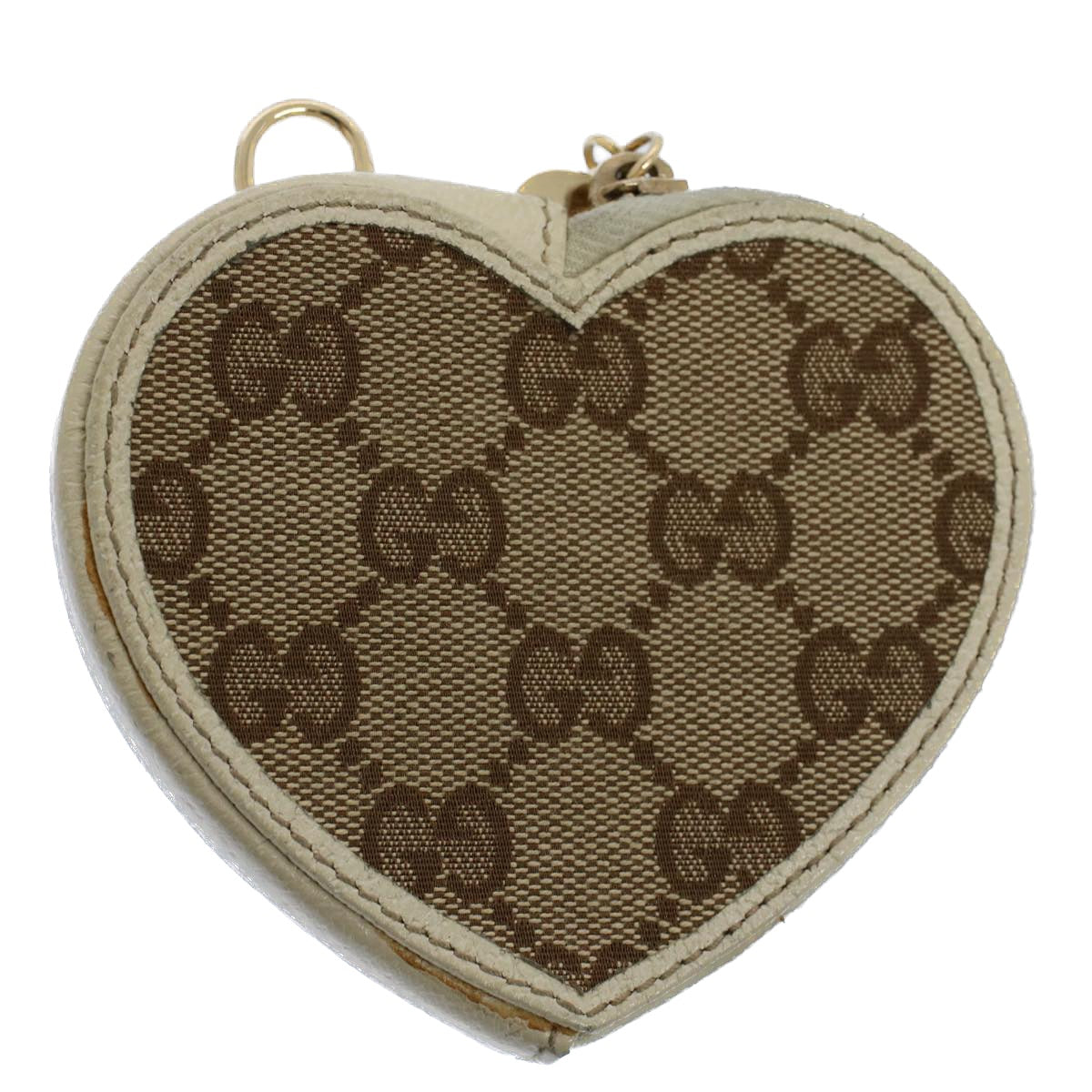 GUCCI GG Canvas Heart Coin Purse Beige 152615 yk8712