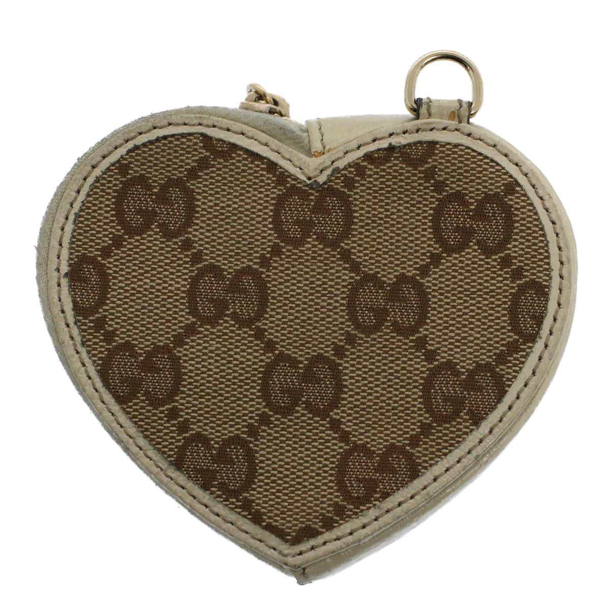 GUCCI GG Canvas Heart Coin Purse Beige 152615 yk8712