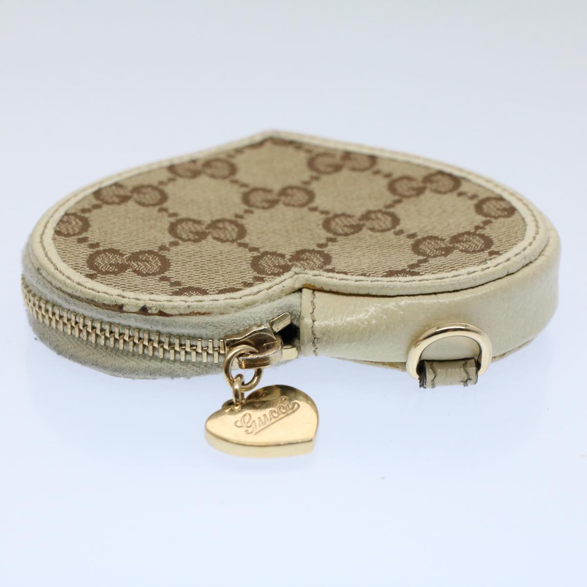 GUCCI GG Canvas Heart Coin Purse Beige 152615 yk8712