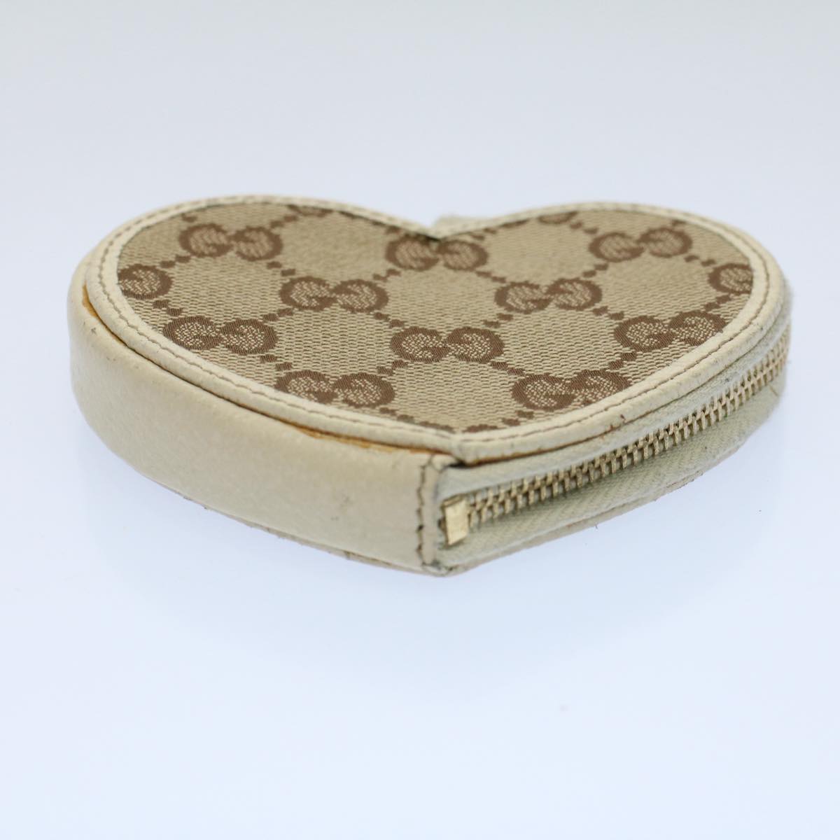 GUCCI GG Canvas Heart Coin Purse Beige 152615 yk8712