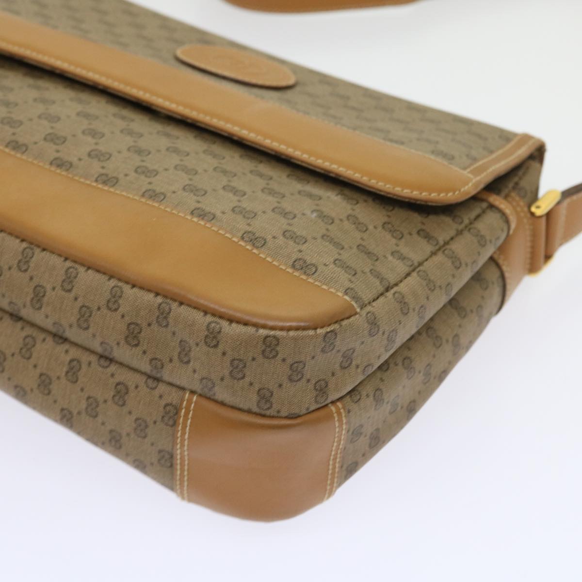 GUCCI Micro GG Canvas Shoulder Bag PVC Leather Beige yk8723