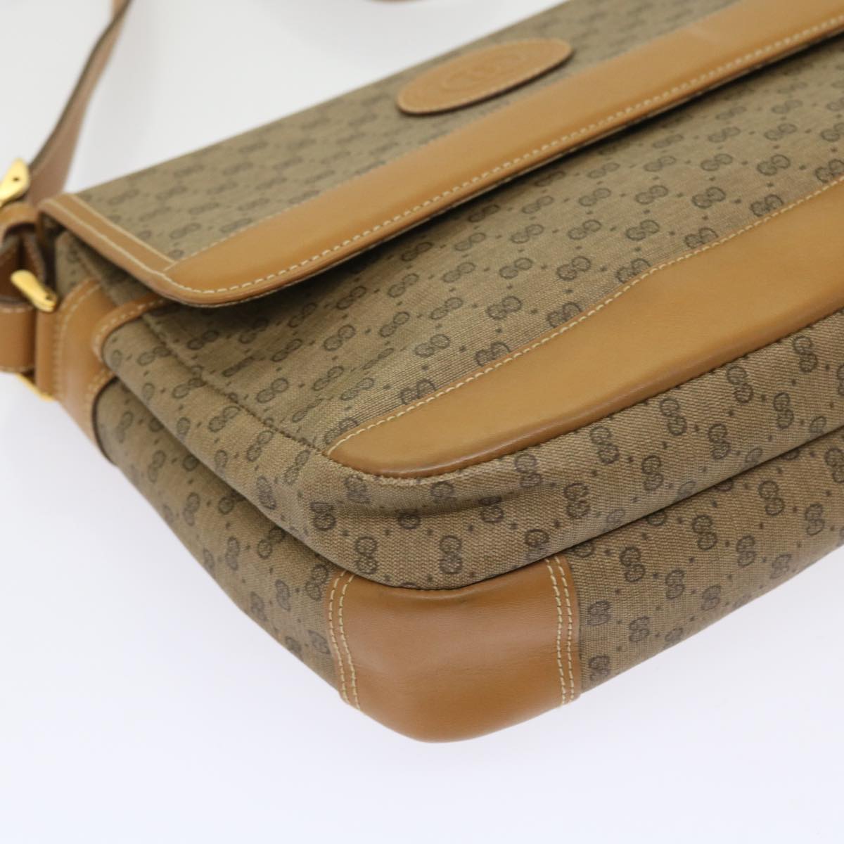 GUCCI Micro GG Canvas Shoulder Bag PVC Leather Beige yk8723