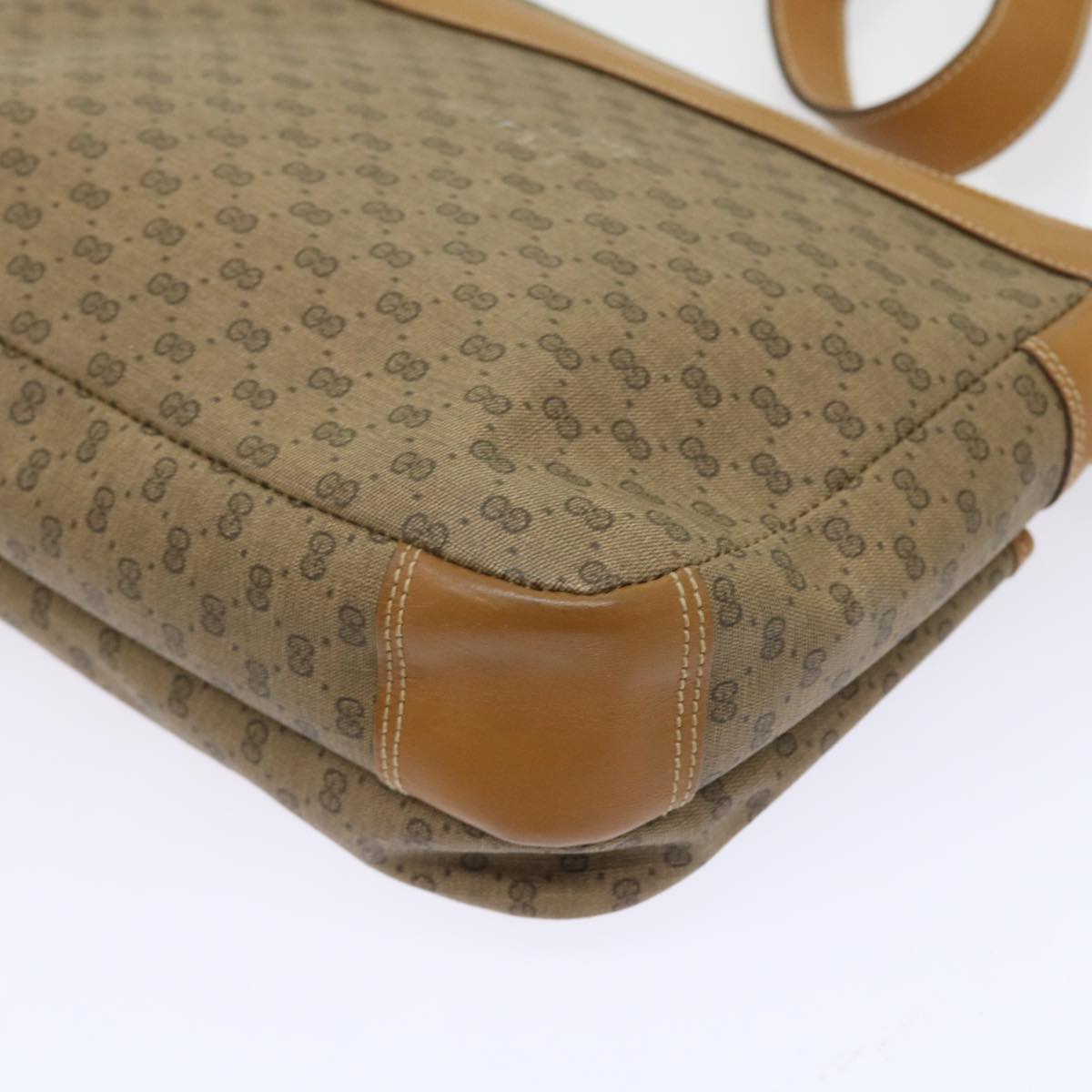 GUCCI Micro GG Canvas Shoulder Bag PVC Leather Beige yk8723