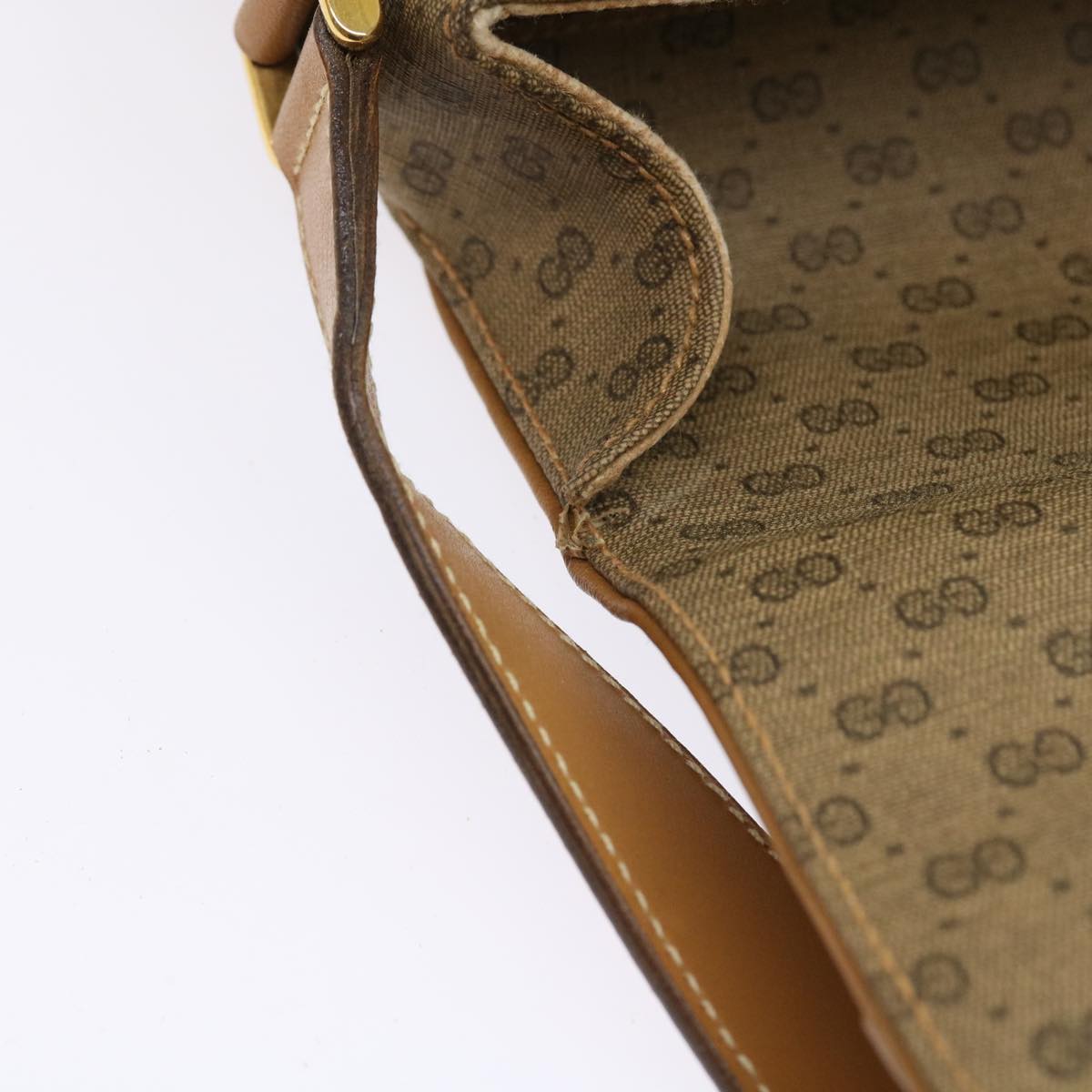 GUCCI Micro GG Canvas Shoulder Bag PVC Leather Beige yk8723