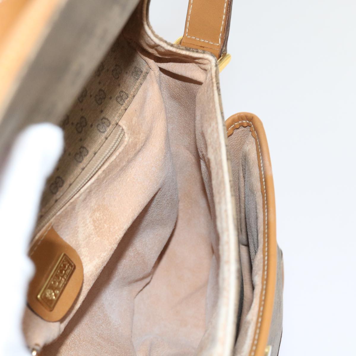 GUCCI Micro GG Canvas Shoulder Bag PVC Leather Beige yk8723
