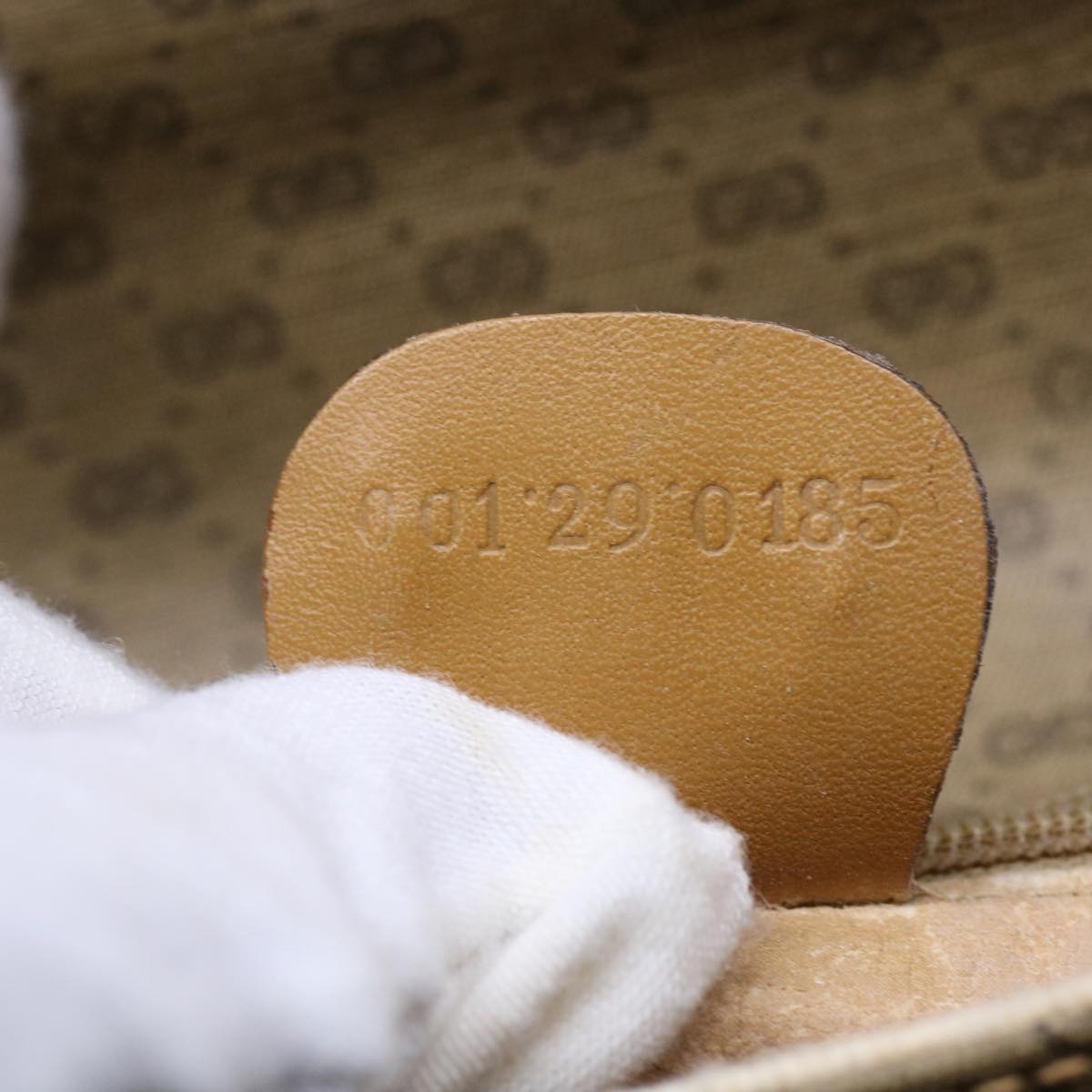 GUCCI Micro GG Canvas Shoulder Bag PVC Leather Beige yk8723