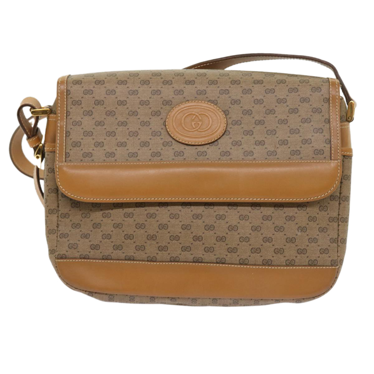 GUCCI Micro GG Canvas Shoulder Bag PVC Leather Beige yk8723