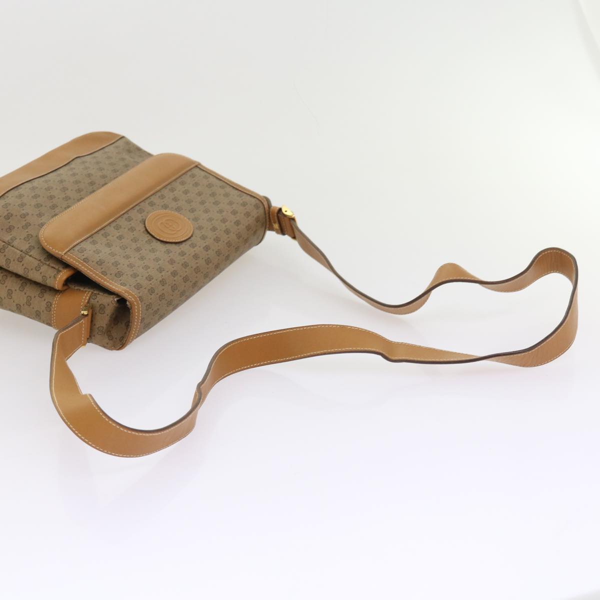 GUCCI Micro GG Canvas Shoulder Bag PVC Leather Beige yk8723