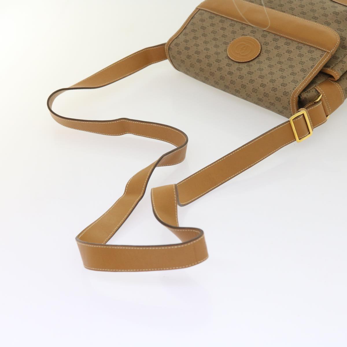 GUCCI Micro GG Canvas Shoulder Bag PVC Leather Beige yk8723