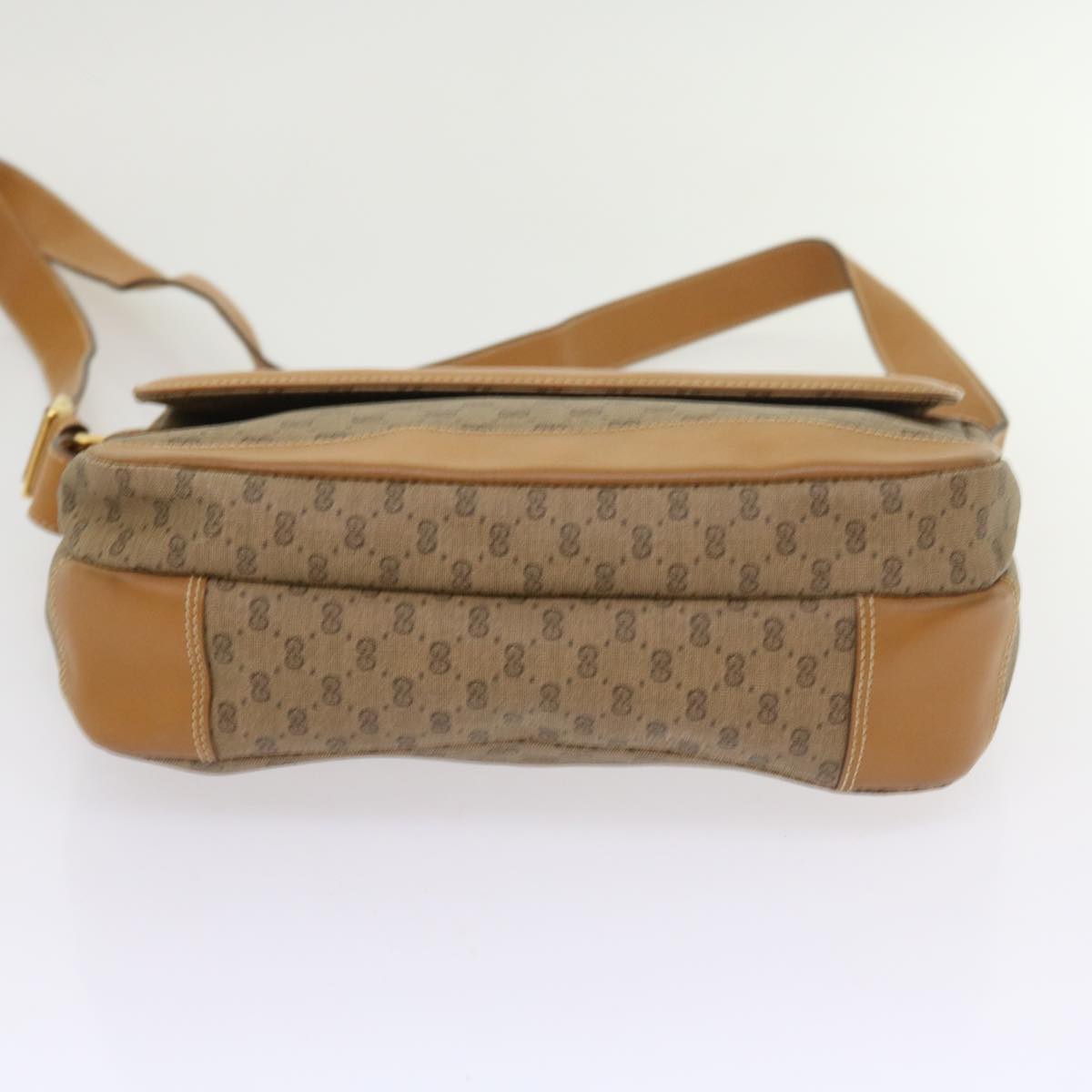 GUCCI Micro GG Canvas Shoulder Bag PVC Leather Beige yk8723