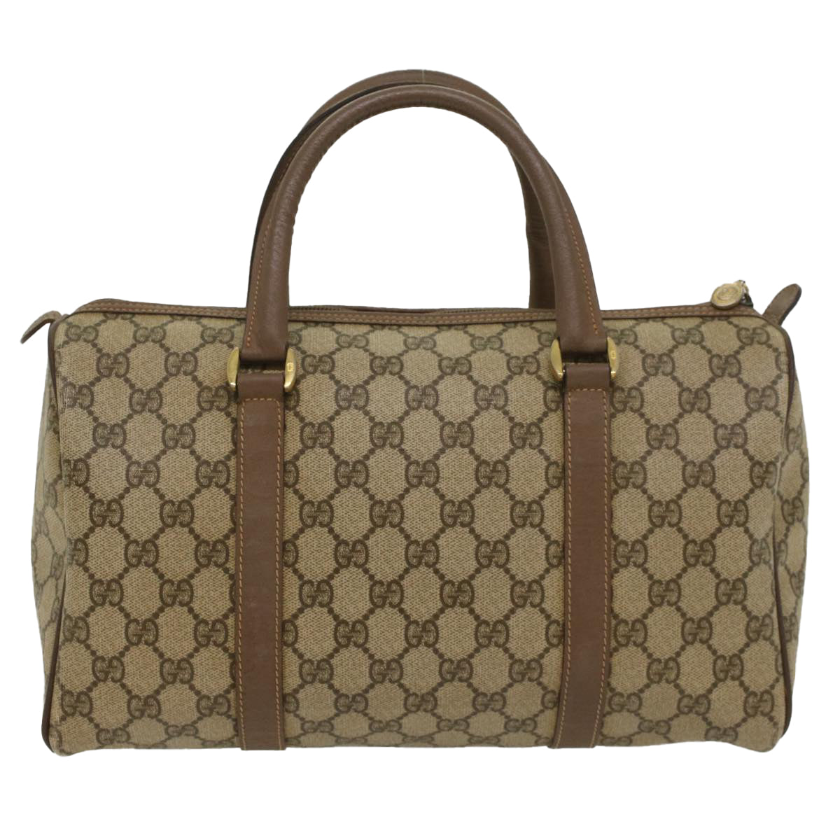 GUCCI GG Canvas Boston Bag PVC Leather Beige 002 123 6842 yk8724