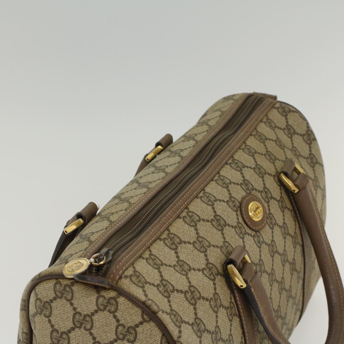 GUCCI GG Canvas Boston Bag PVC Leather Beige 002 123 6842 yk8724