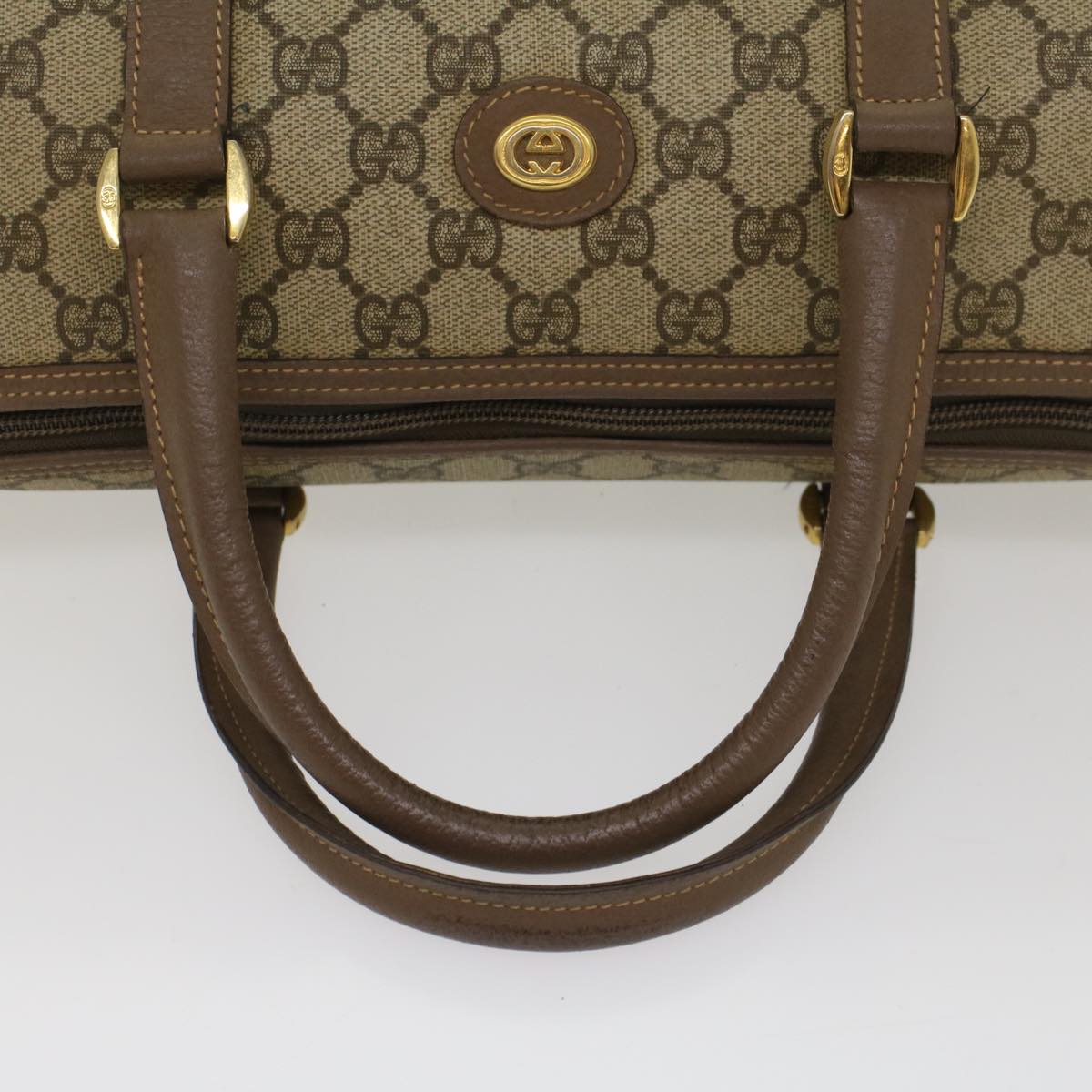 GUCCI GG Canvas Boston Bag PVC Leather Beige 002 123 6842 yk8724