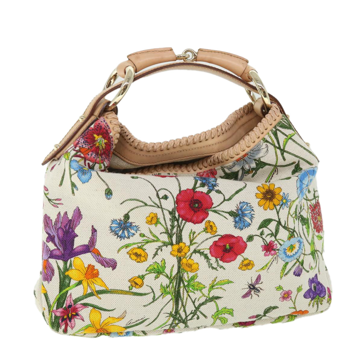 GUCCI Flora Horsebit Hand Bag Canvas Multicolor 145823 yk8726