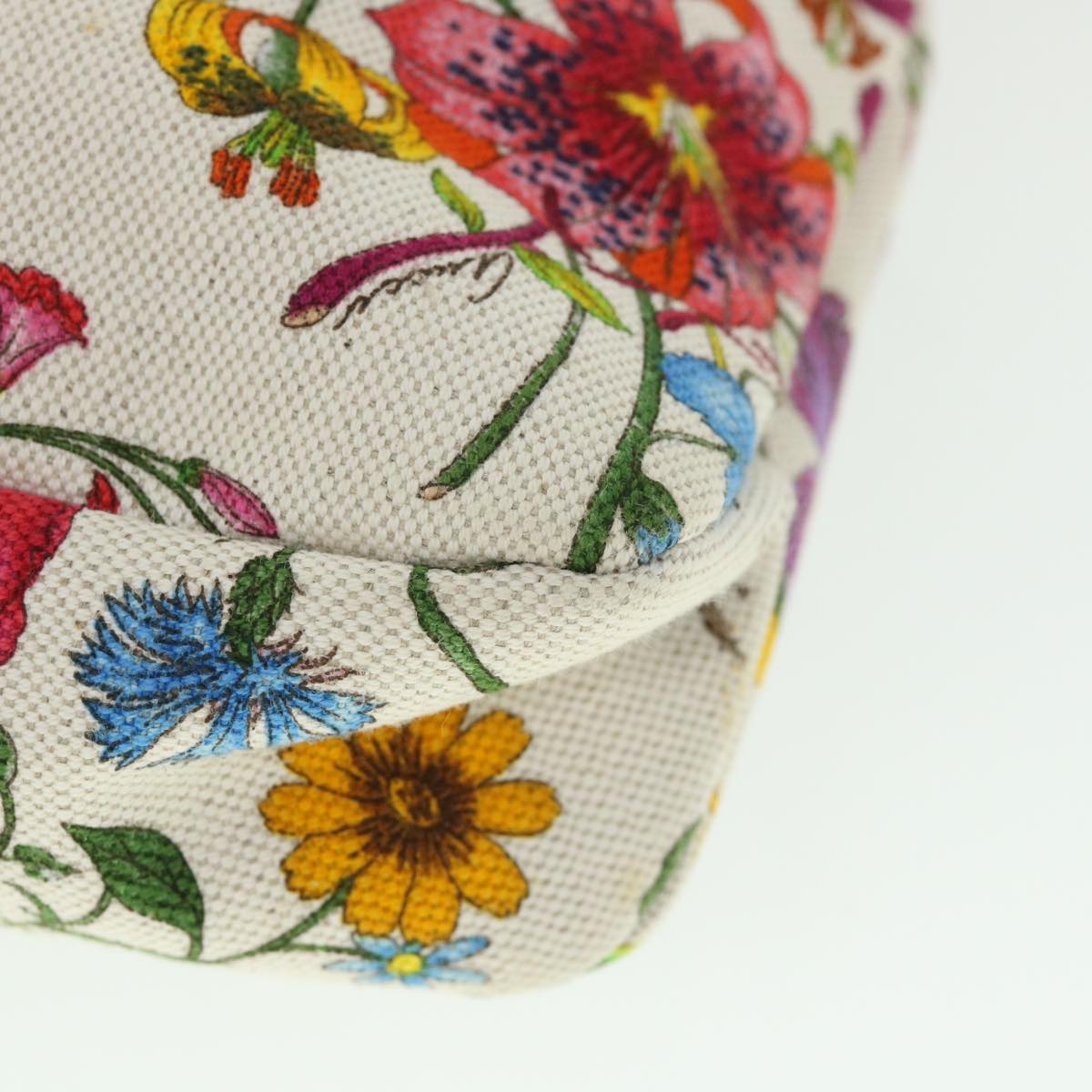 GUCCI Flora Horsebit Hand Bag Canvas Multicolor 145823 yk8726